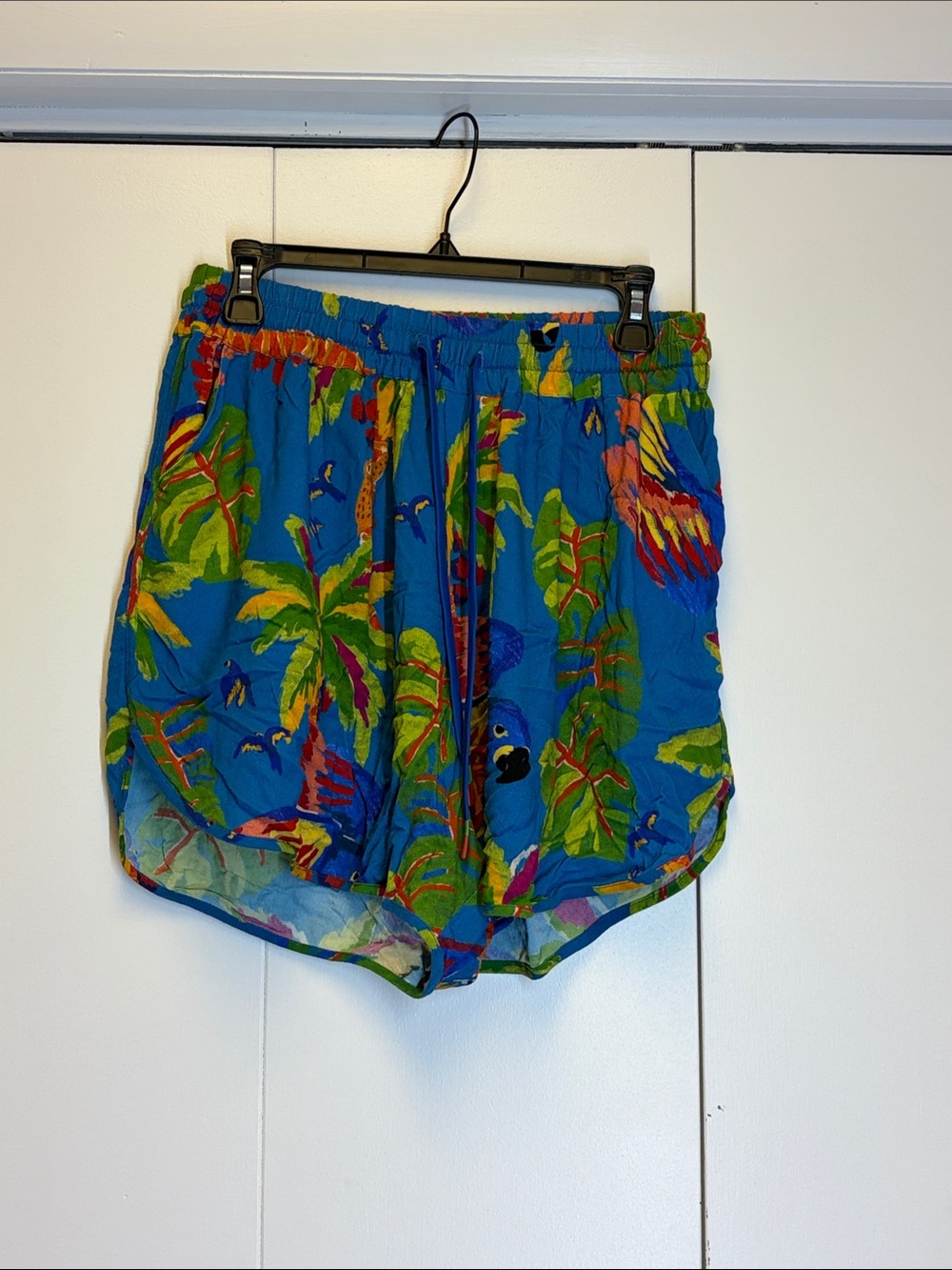 FARM Rio Blue Tropical Floral Drawstring Shorts